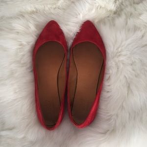 Madewell red suede flats